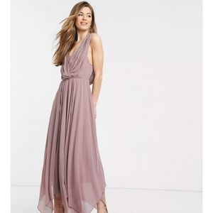 ASOS pink draped beaded sequin bodice sleeveless dress